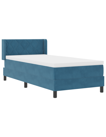 Letto a molle con materasso Blu Scuro 190 x 90 cm Poliestere