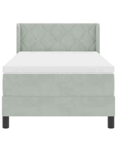 Letto a molle con testiera Grigio chiaro 200 x 90 cm Poliestere