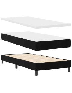 Letto a molle con materasso Nero 200 x 90 cm Poliestere 2