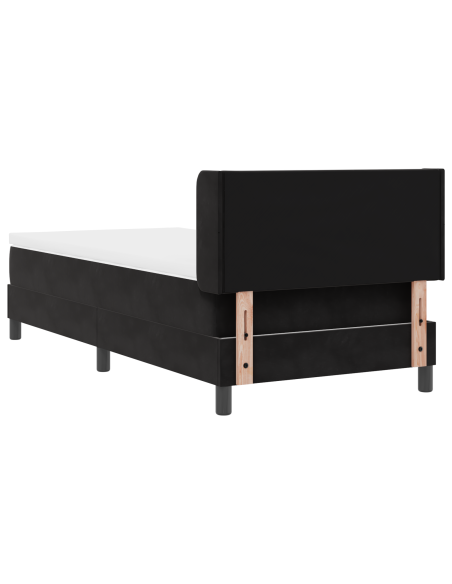 Letto Box Spring con Materasso  Nero 90x200 cm in Velluto