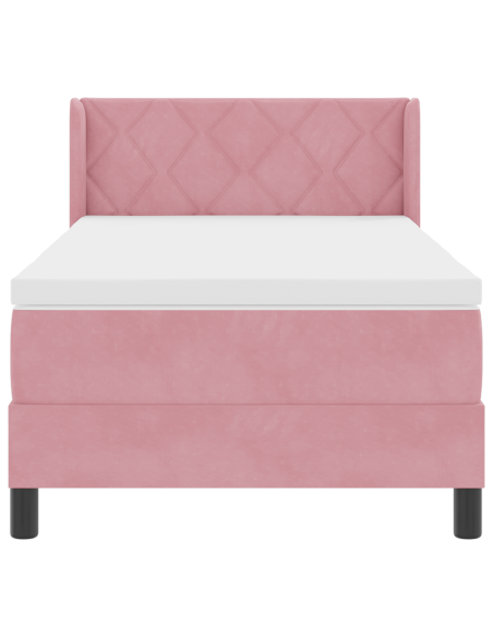 Letto a Box Spring con Materasso Rosa 90x200 cm Velluto