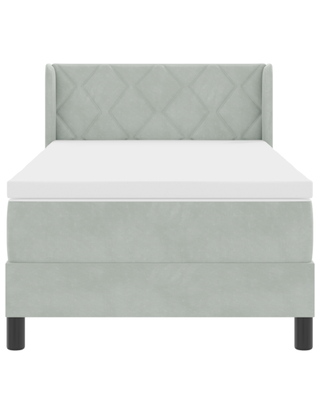 Letto con Box Spring e Materasso  Grigio Chiaro 100x200 cm Velluto