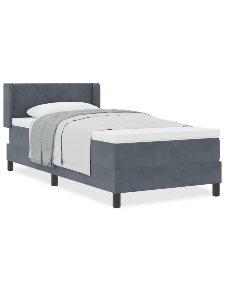 Letto con Rete Ortodontica e Materasso Grigio Scuro 100x200 cm Velluto