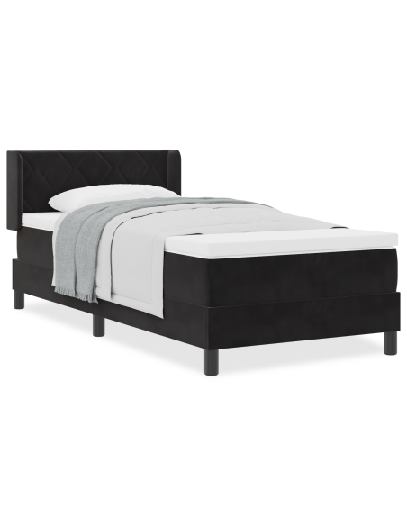 Letto con Rete a Molla e Materasso Nero 100x200 cm Velluto