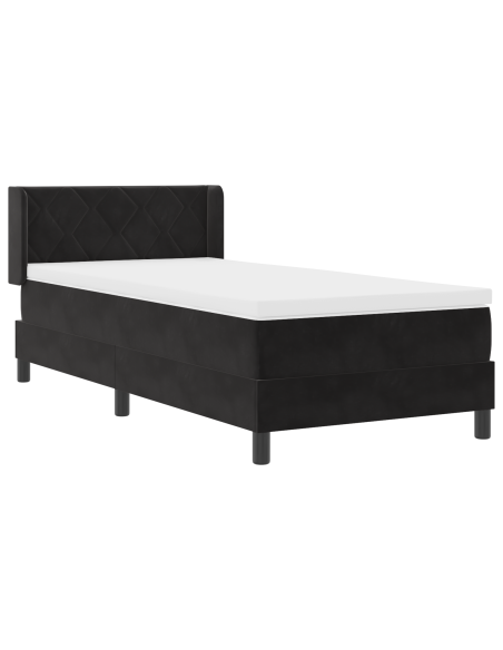 Letto con Rete a Molla e Materasso Nero 100x200 cm Velluto