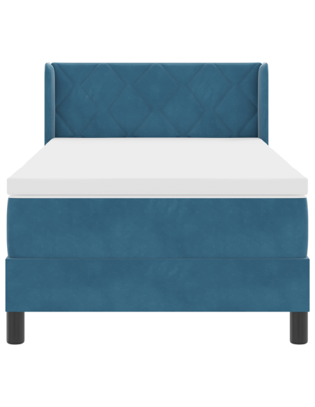 Letto Box Spring con Materasso Blu Scuro 100x200 cm in Velluto