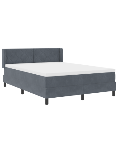 Letto a molle con testiera Grigio scuro 190 x 140 cm Poliestere