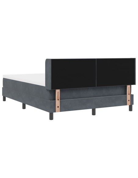 Letto Box Spring con Materasso Grigio Scuro 140x190 cm Velluto