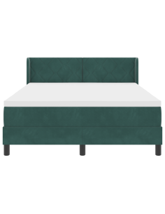 Letto a molle con materasso Verde Scuro 190 x 140 cm Poliestere