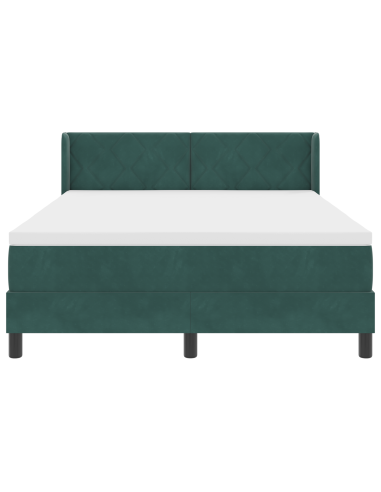 Letto a molle con materasso Verde Scuro 190 x 140 cm Poliestere