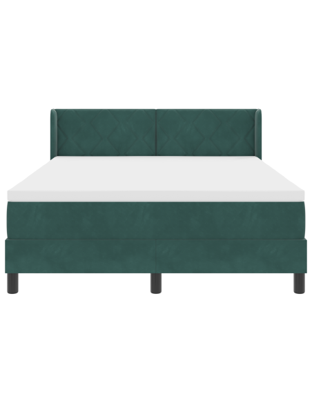 Letto Contenitore con Materasso Verde Scuro 140x190 cm Velluto