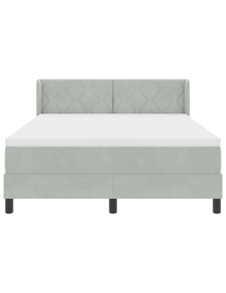 Letto con Rete a Molle e Materasso Grigio Chiaro 140x200 cm Velluto
