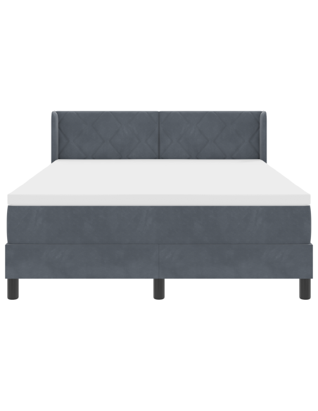 Letto a Molle  con Materasso Grigio Scuro 140x200 cm Velluto