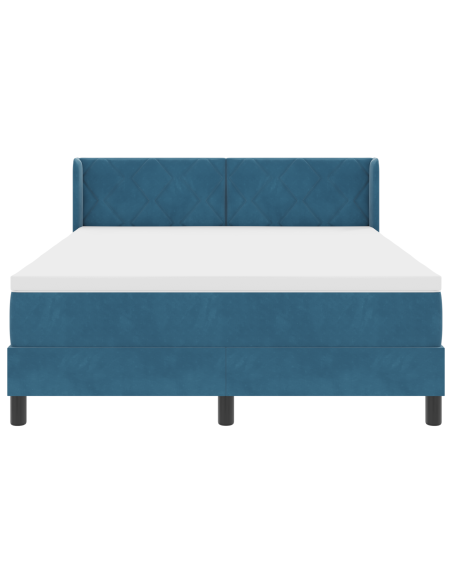 Letto a contenitore  con materasso blu scuro 140x200 cm velluto