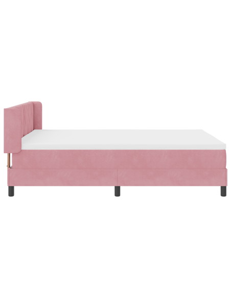 Letto a Rete con Materasso Rosa 140x200 cm in Velluto