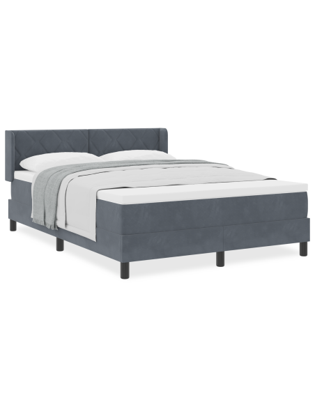 Letto a Molla Box  con Materasso Grigio Scuro 160x200 cm in Velluto
