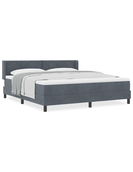 Letto Box Spring con Materasso Grigio Scuro 180x200 cm Velluto