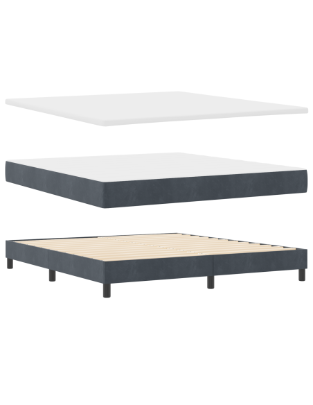 Letto Box Spring con Materasso Grigio Scuro 180x200 cm Velluto