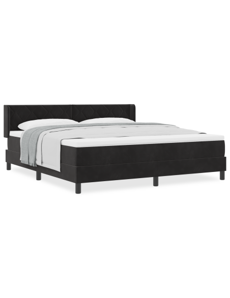 Letto a Rete con Materasso Nero 180x200 cm Velluto