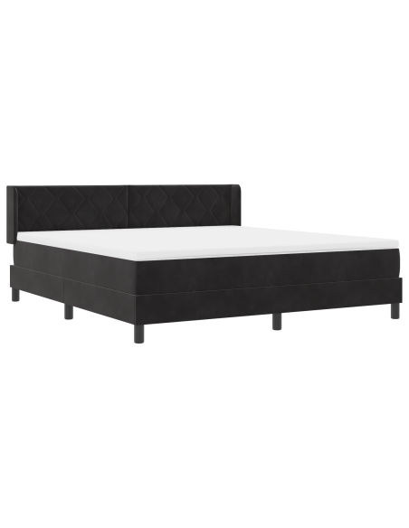 Letto a Rete con Materasso Nero 180x200 cm Velluto