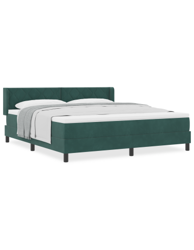 Letto a molle con materasso Verde Scuro 200 x 180 cm Poliestere
