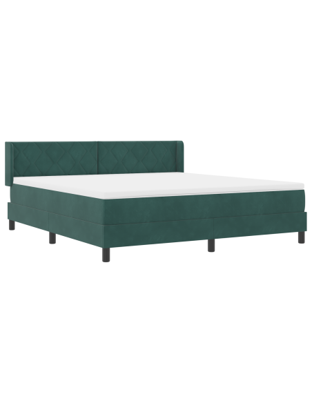 Letto con Contenitore e Materasso Verde Scuro 180x200 cm Velluto