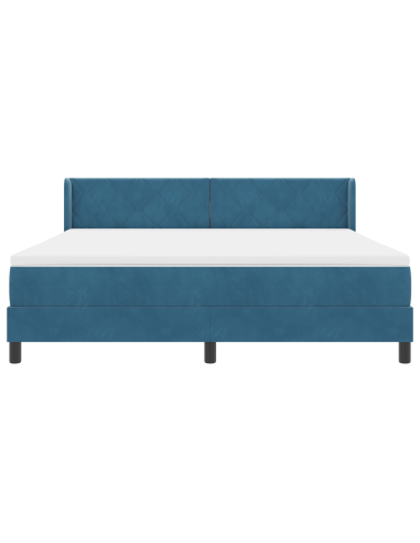 Letto a molle con testiera Blu Scuro 200 x 180 cm Velluto