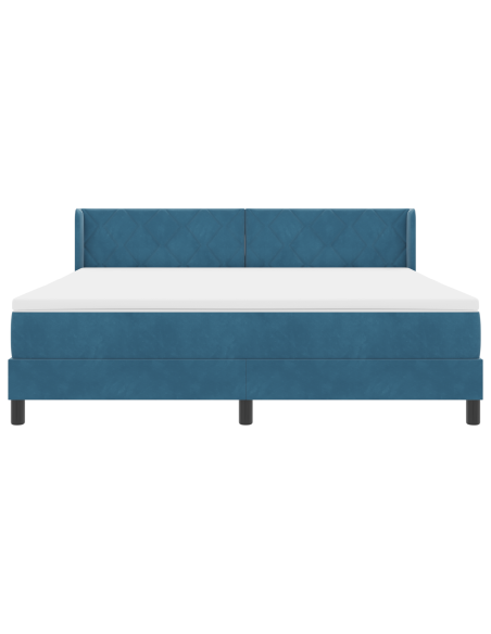 Letto Box Spring  con Materasso Blu Scuro 180x200 cm Velluto