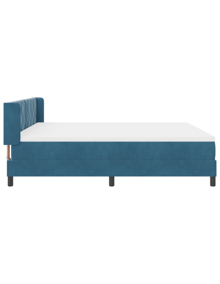 Letto Box Spring  con Materasso Blu Scuro 180x200 cm Velluto