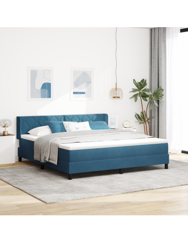 Letto a molle con testiera Blu Scuro 200 x 180 cm Velluto