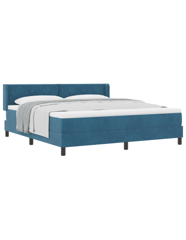 Letto a molle con testiera Blu Scuro 200 x 180 cm Velluto