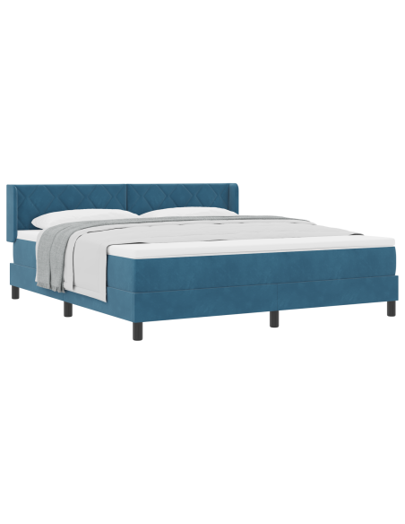 Letto a molle con testiera Blu Scuro 200 x 180 cm Velluto