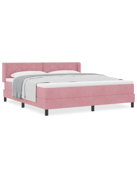 Letto a Molle con Materasso Rosa 180x200 cm Velluto