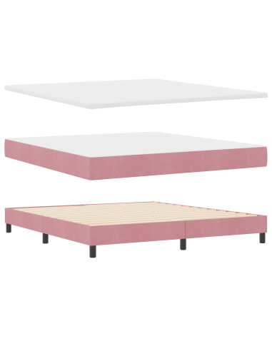 Letto a molle con materasso Rosa 200 x 180 cm Poliestere