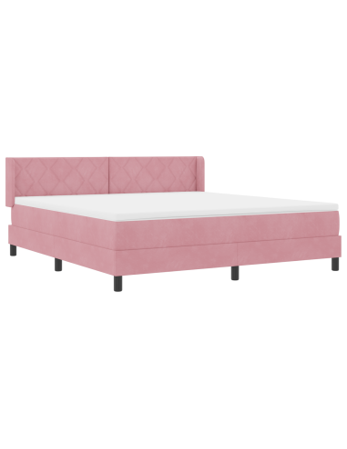 Letto a molle con materasso Rosa 200 x 180 cm Poliestere