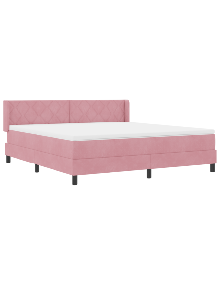 Letto a Molle con Materasso Rosa 180x200 cm Velluto