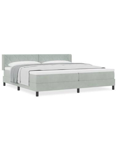 Letto a molle Grigio chiaro 200 x 200 cm Poliestere