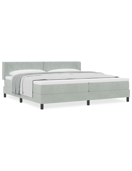 Letto con Box Spring e Materasso  Grigio chiaro 200x200 cm Velluto