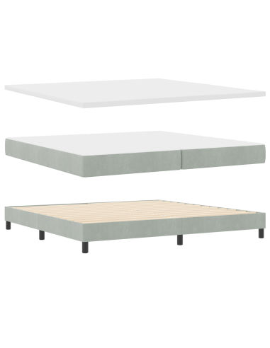 Letto a molle Grigio chiaro 200 x 200 cm Poliestere