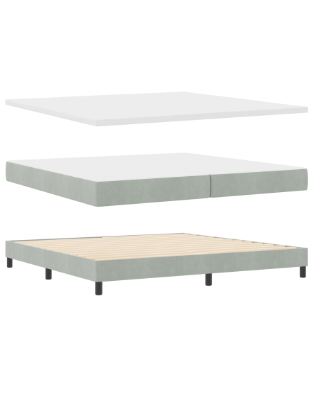 Letto con Box Spring e Materasso  Grigio chiaro 200x200 cm Velluto