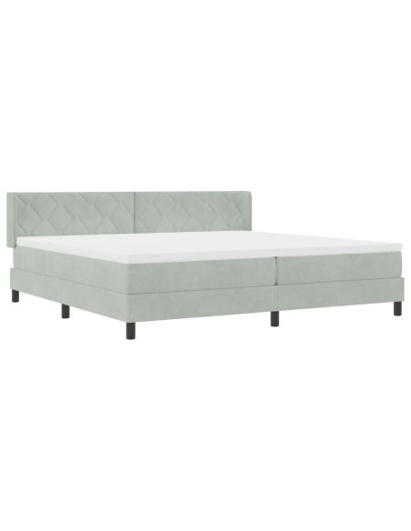 Letto con Box Spring e Materasso  Grigio chiaro 200x200 cm Velluto