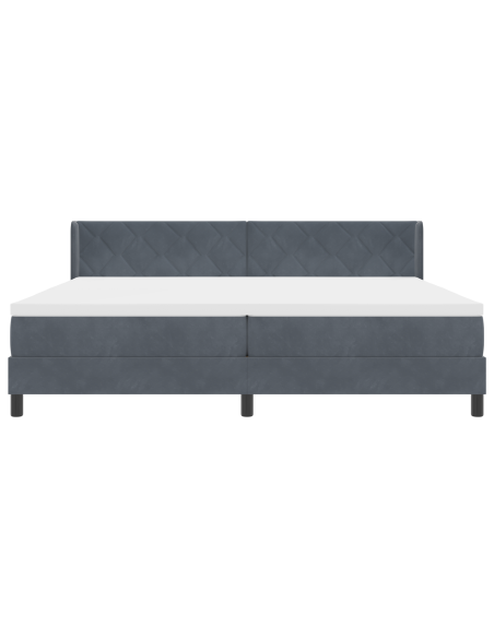 Letto a molle con testiera Grigio scuro 200 x 200 cm Poliestere