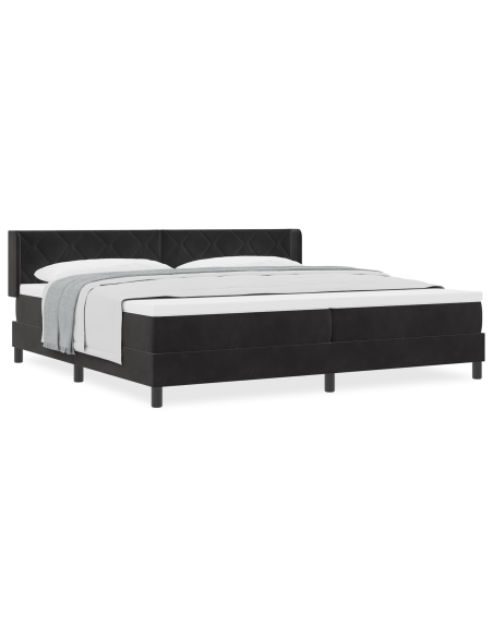 Letto a box con materasso Nero 200x200 cm Velluto