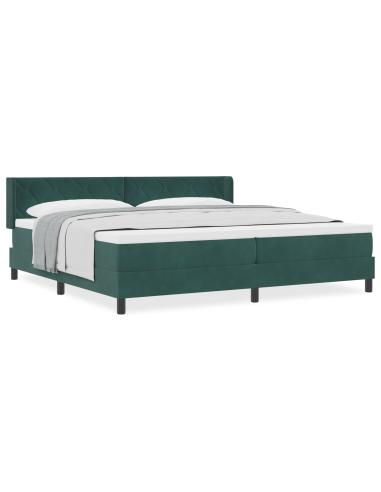 Letto a molle con materasso Verde Scuro 200 x 200 cm Poliestere