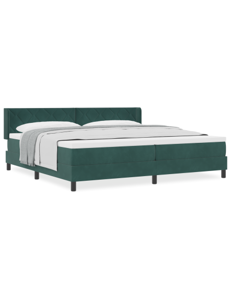 Letto Box Spring con Materasso Verde Scuro 200x200 cm Velluto