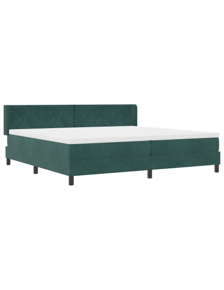 Letto Box Spring con Materasso Verde Scuro 200x200 cm Velluto