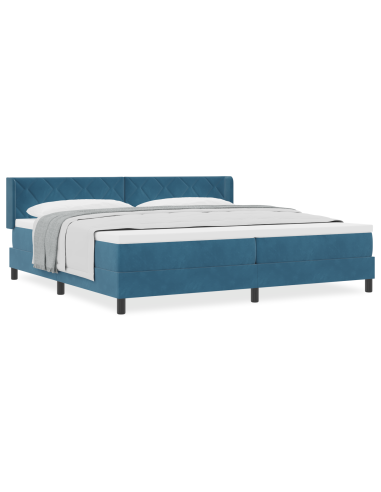 Letto a molle con materasso Blu Scuro 200 x 200 cm Poliestere