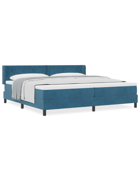 Letto Box Spring con Materasso Blu Scuro 200x200 cm Velluto
