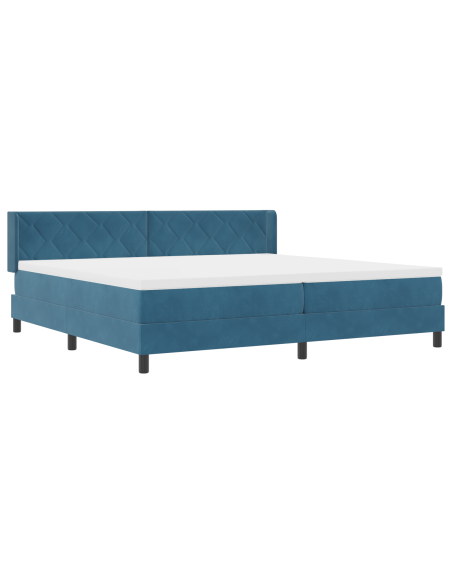 Letto Box Spring con Materasso Blu Scuro 200x200 cm Velluto