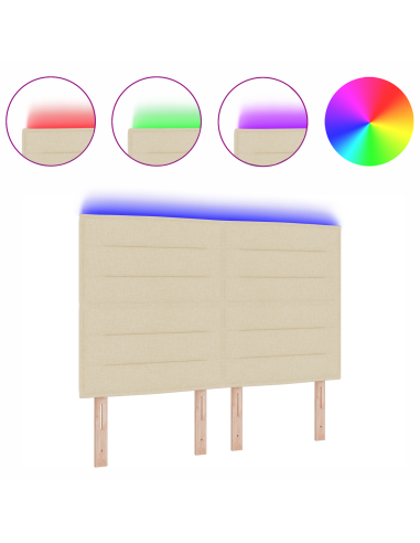 Testiera LED con luci a strisce a LED Crema 144 cm Poliestere